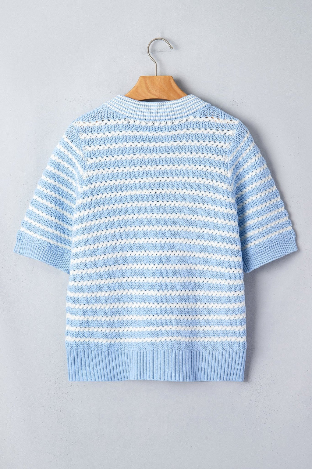 Stripe Bow Tie V-Neck Short Sleeve Sweater - Rooted & Reckless Co.