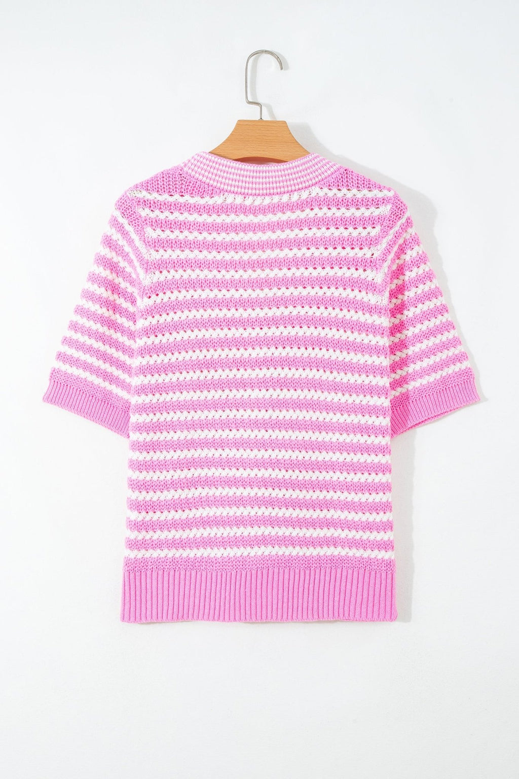 Stripe Bow Tie V-Neck Short Sleeve Sweater - Rooted & Reckless Co.