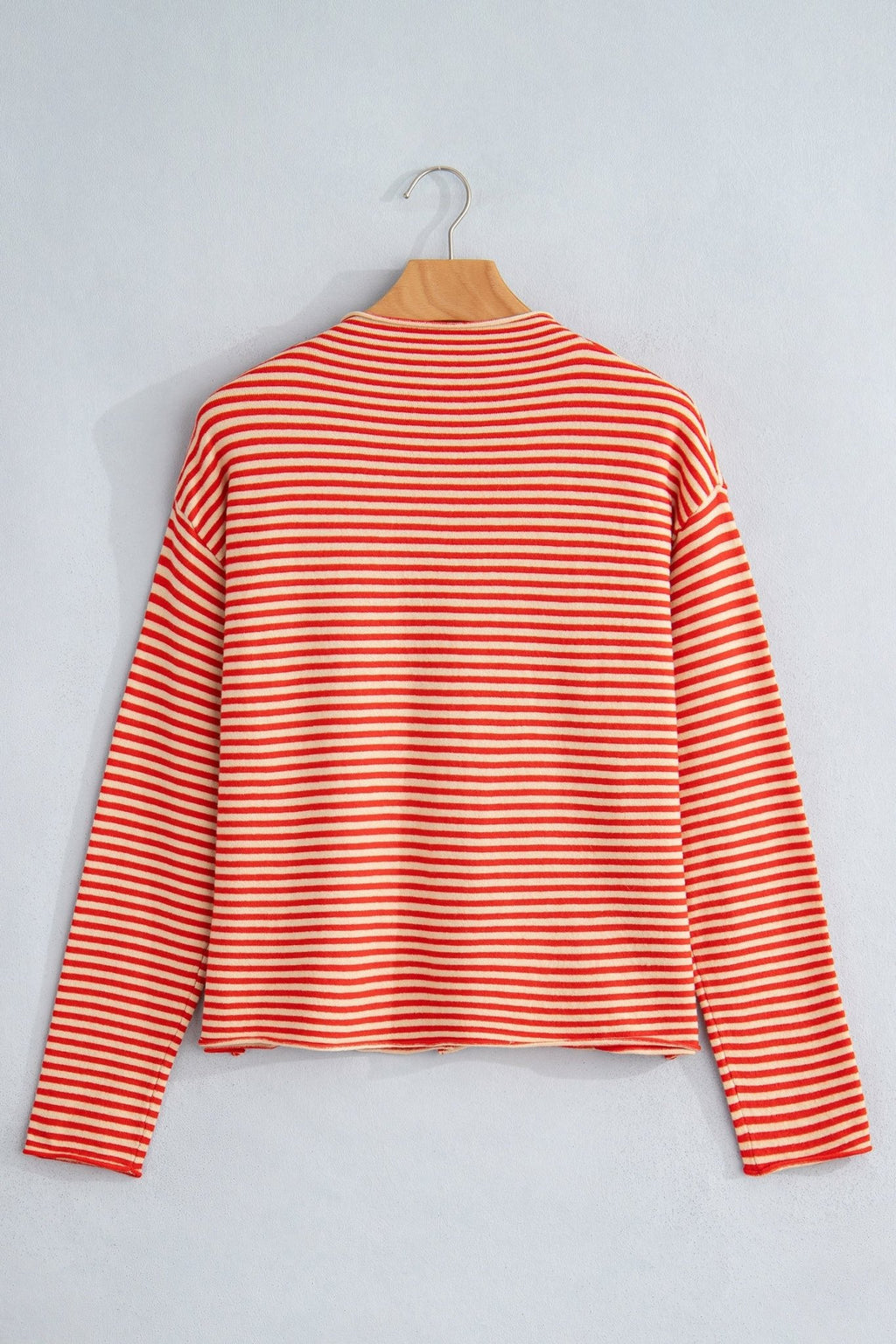 Stripe Button Collar Long Sleeve Knit Cardigan - Rooted & Reckless Co.