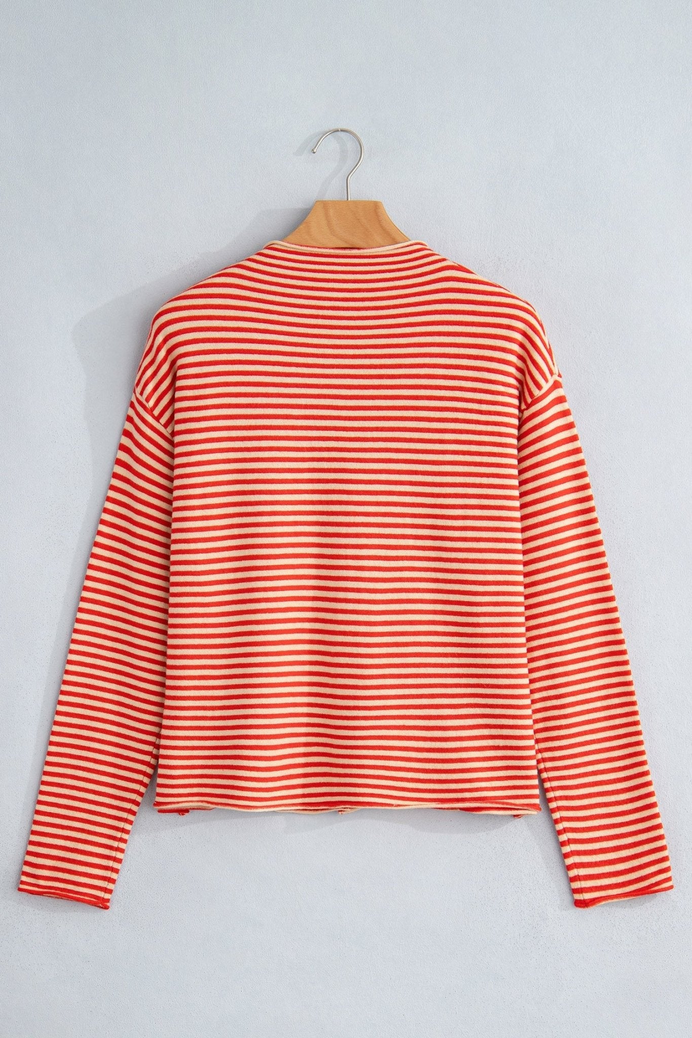 Stripe Button Collar Long Sleeve Knit Cardigan - Rooted & Reckless Co.