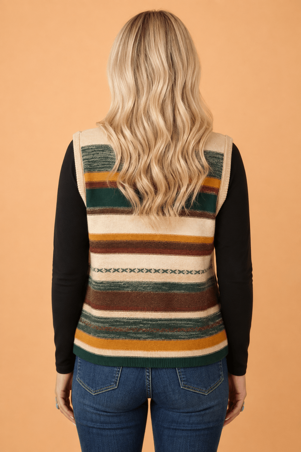 Stripe Button Front Sleeveless Sweater Knit Vest - Rooted & Reckless Co.