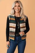 Stripe Button Front Sleeveless Sweater Knit Vest - Rooted & Reckless Co.