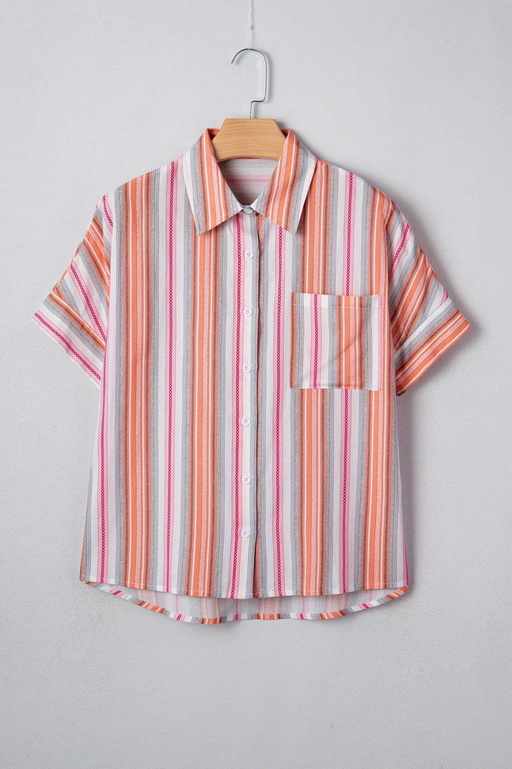 Stripe Button Up Short Sleeve Shirt - Rooted & Reckless Co.