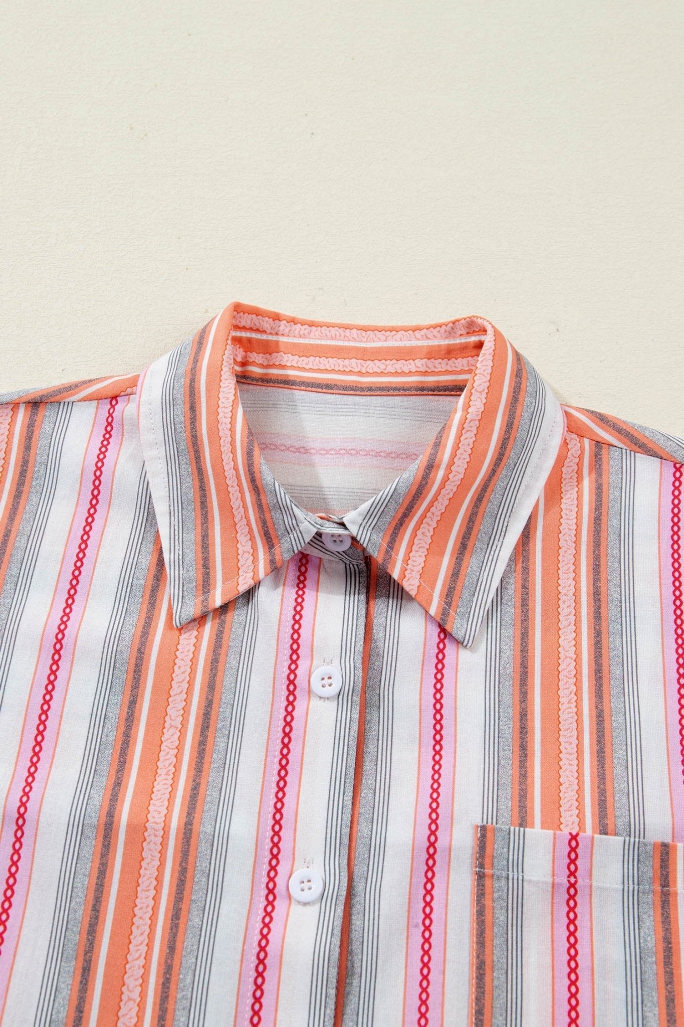 Stripe Button Up Short Sleeve Shirt - Rooted & Reckless Co.