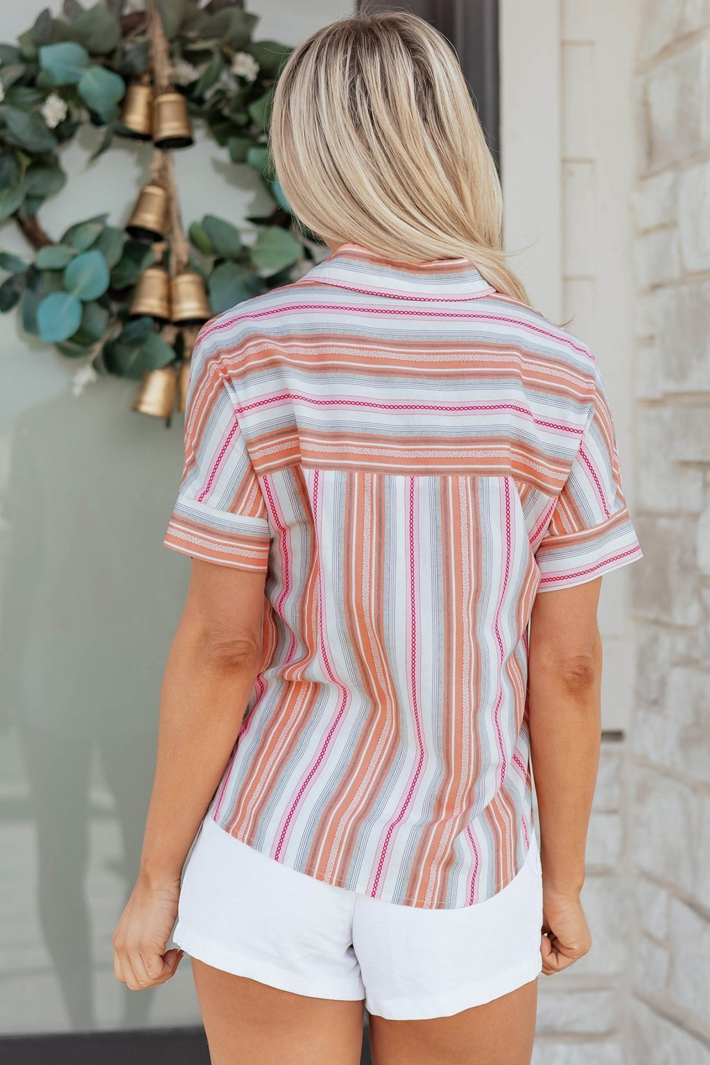 Stripe Button Up Short Sleeve Shirt - Rooted & Reckless Co.