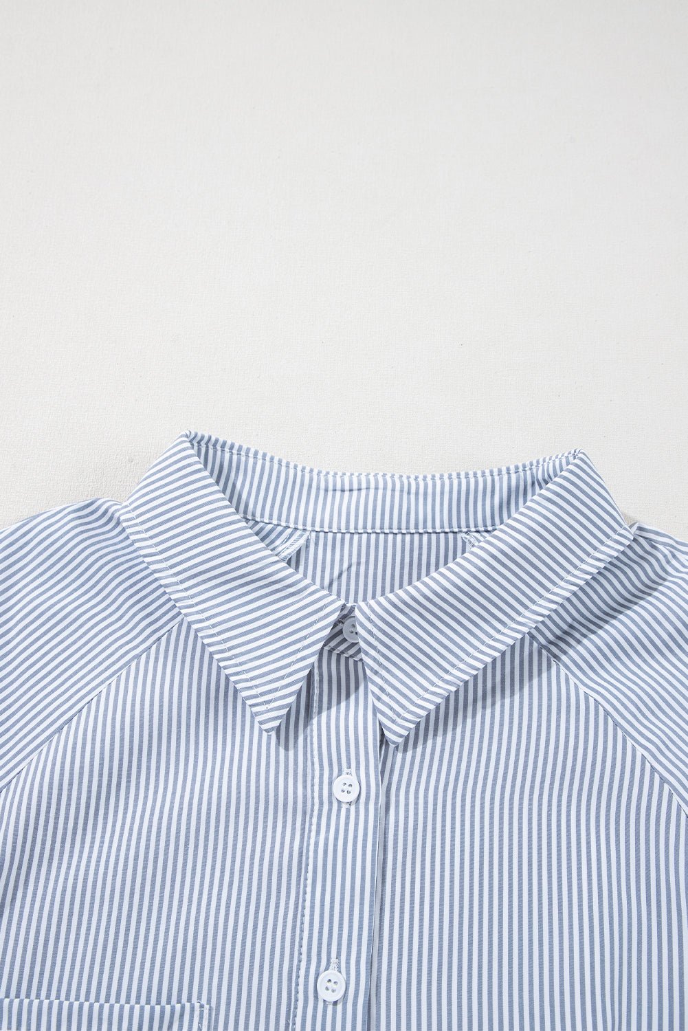 Stripe Buttoned Collar Smocked Long Sleeve Blouse - Rooted & Reckless Co.