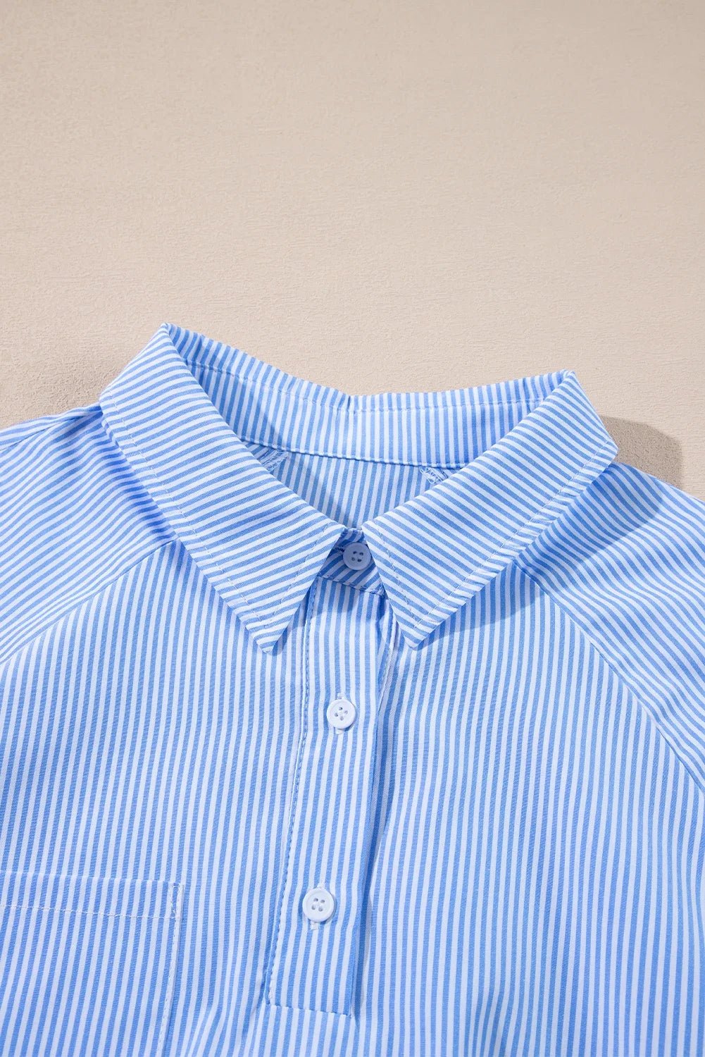 Stripe Buttoned Collar Smocked Long Sleeve Blouse - Rooted & Reckless Co.