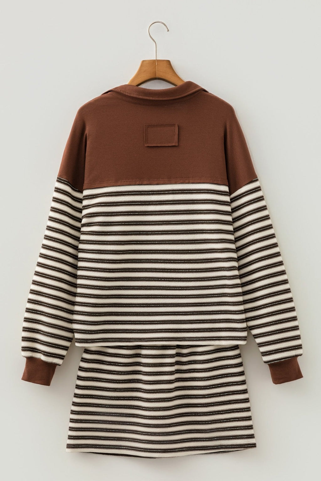 Stripe Buttoned Polo Collar Top & Mini Skirt Set - Rooted & Reckless Co.