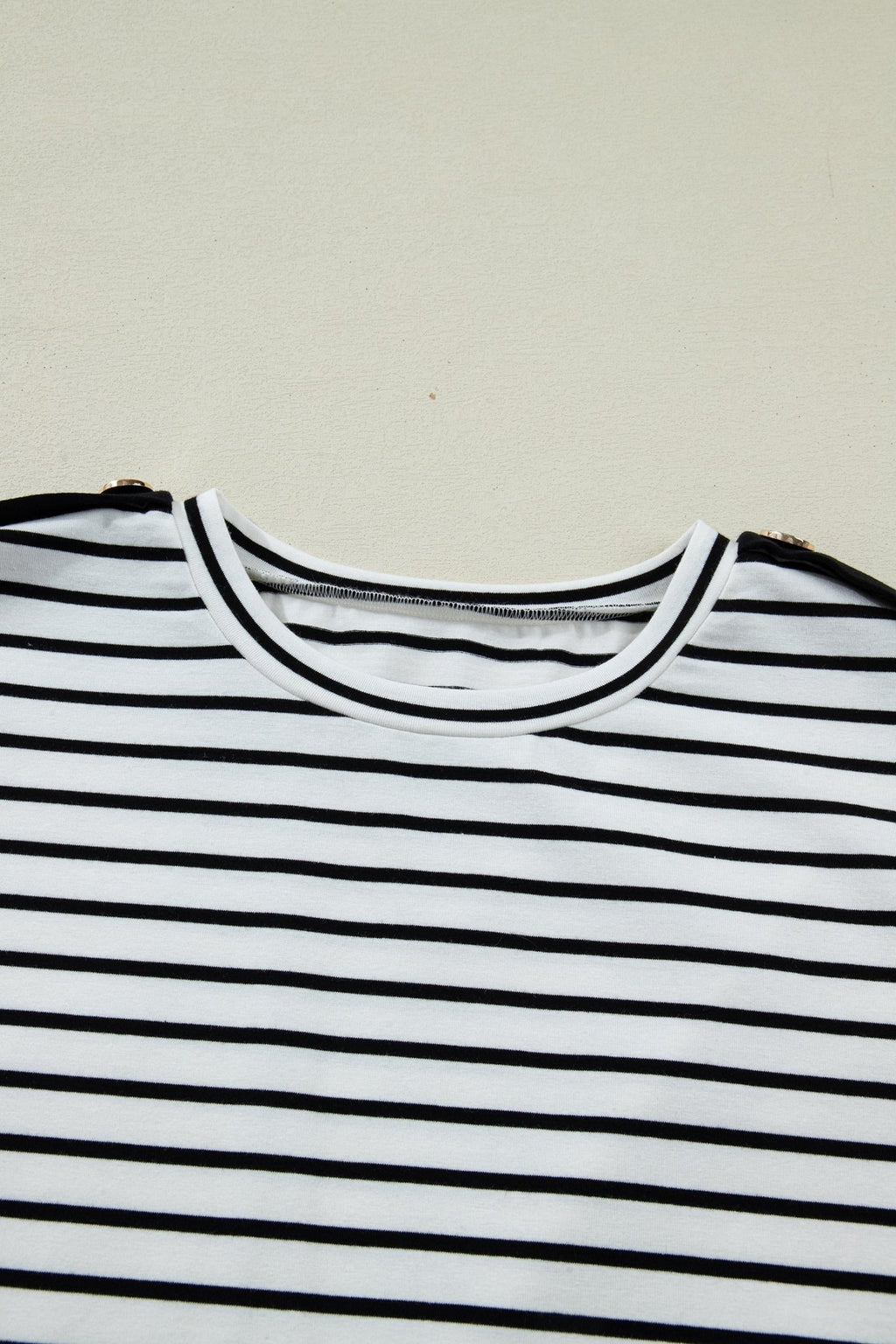 Stripe Buttoned Shoulder Cuffed Short Sleeve Tee - Rooted & Reckless Co.