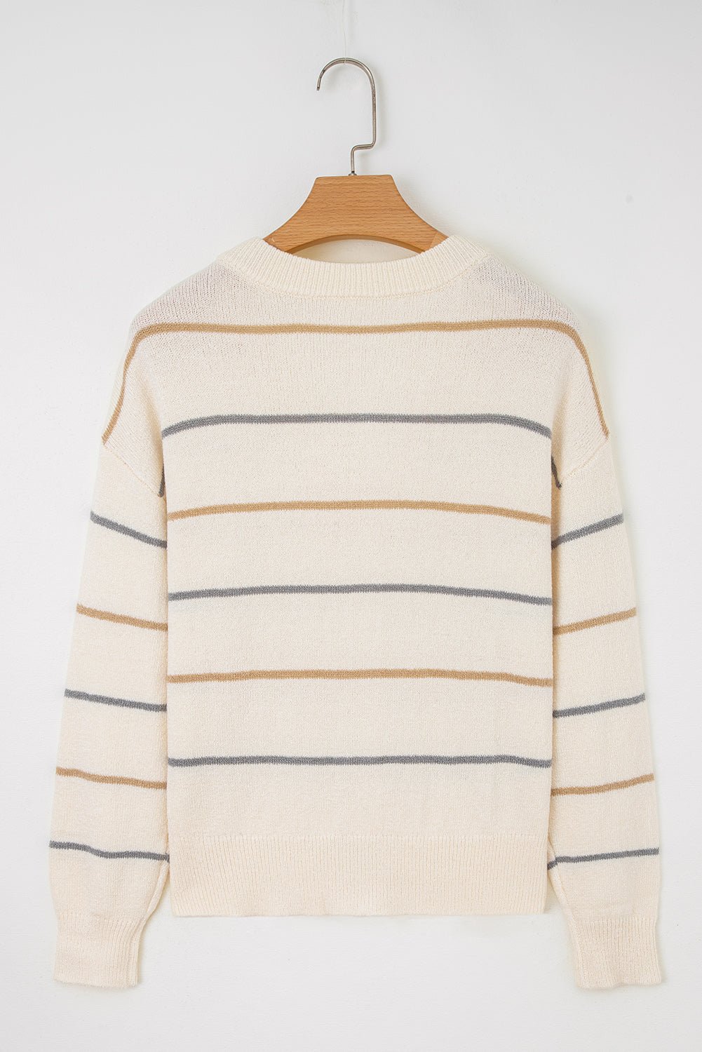 Stripe Buttoned V-Neck Cardigan Sweater - Rooted & Reckless Co.