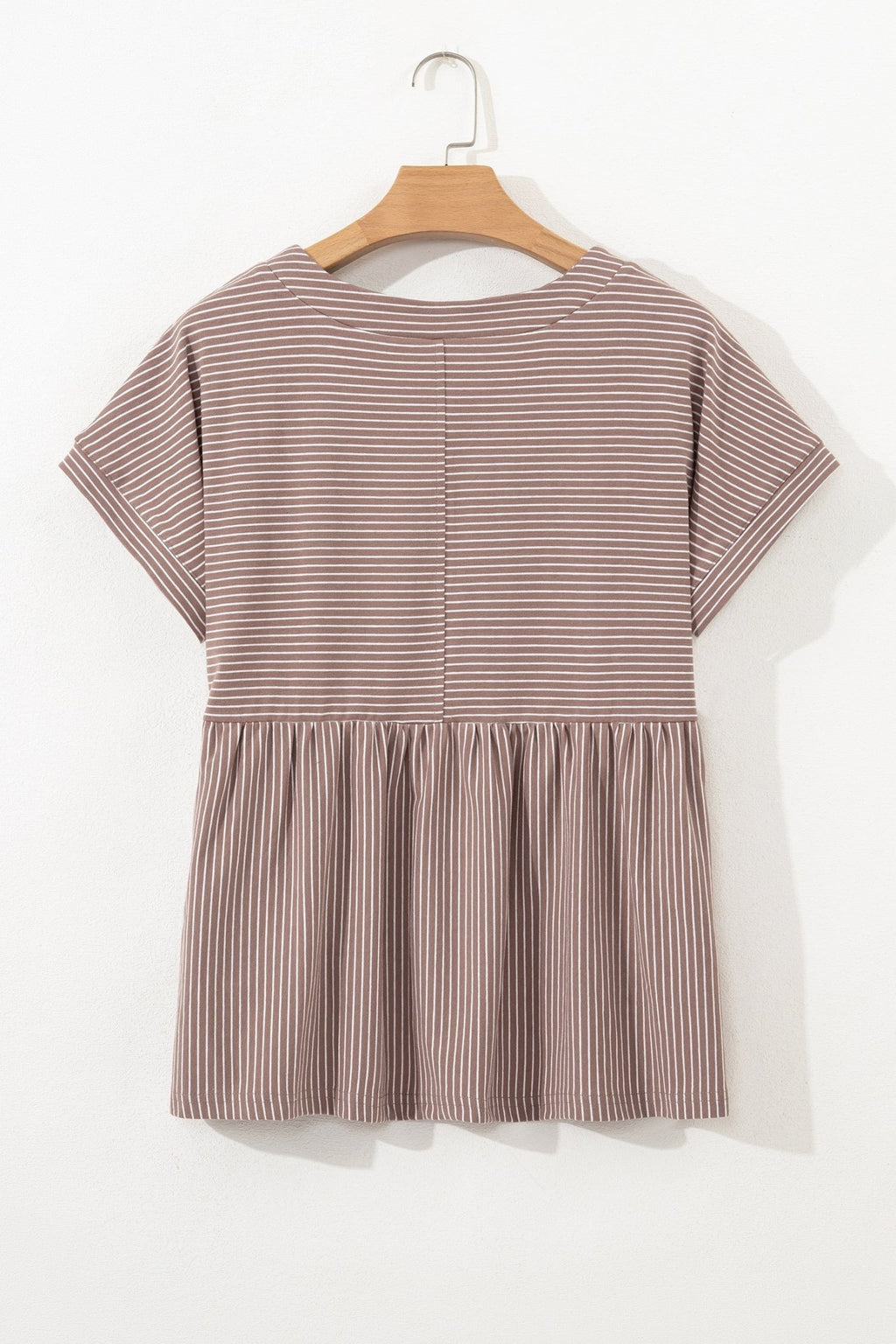 Stripe Buttoned V-Neck Short Sleeve T-Shirt - Rooted & Reckless Co.