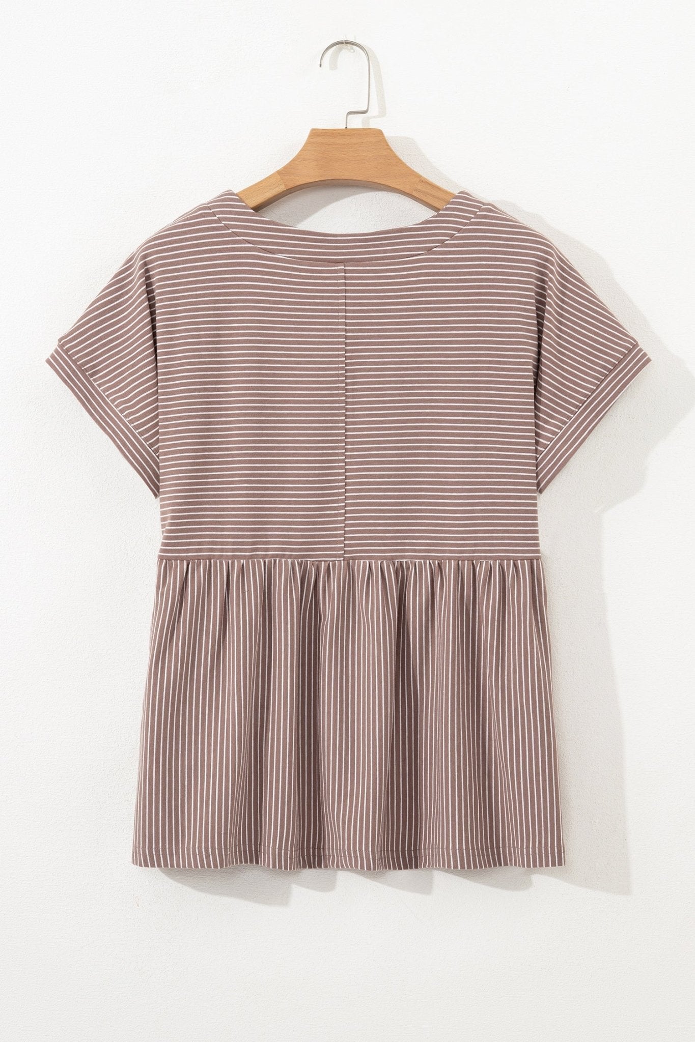 Stripe Buttoned V-Neck Short Sleeve T-Shirt - Rooted & Reckless Co.