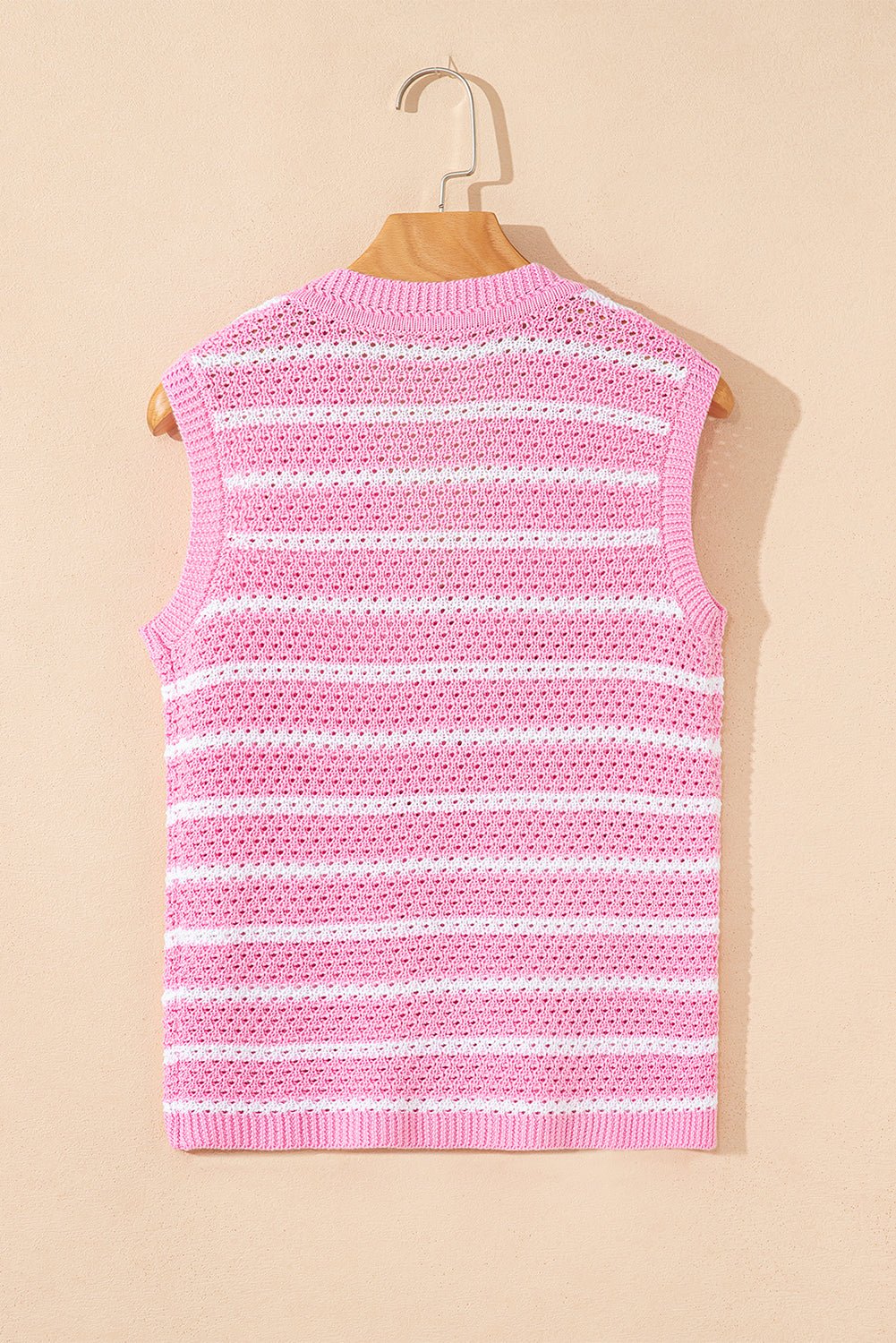 Stripe Buttoned V-Neck Sweater Knit Top - Rooted & Reckless Co.