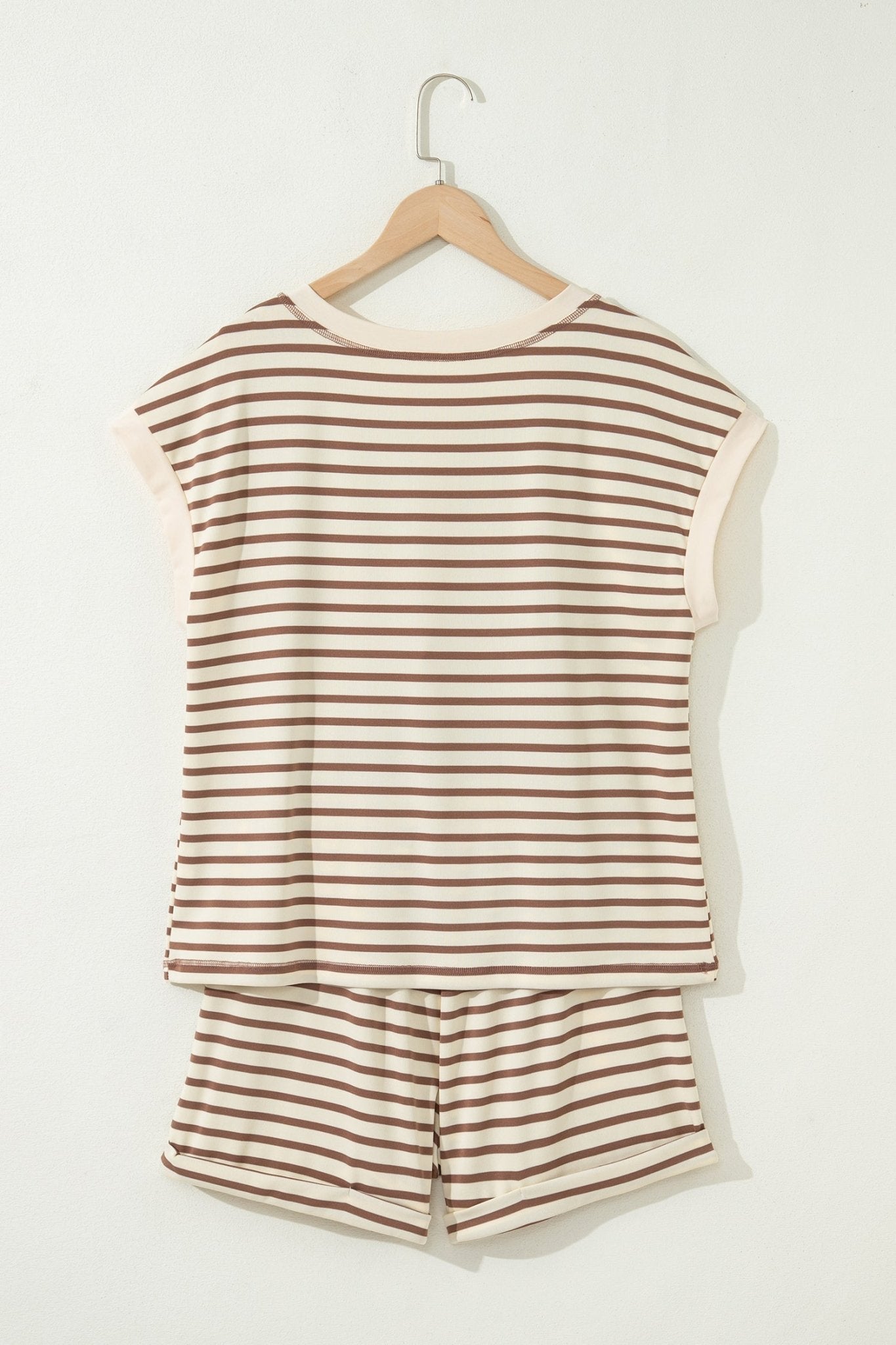 Stripe Cap Sleeve Henley Top & Shorts Set - Rooted & Reckless Co.