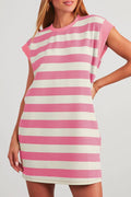 Stripe Cap Sleeve T-Shirt Dress - Rooted & Reckless Co.