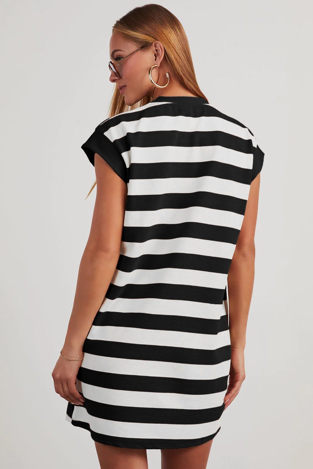 Stripe Cap Sleeve T-Shirt Dress - Rooted & Reckless Co.