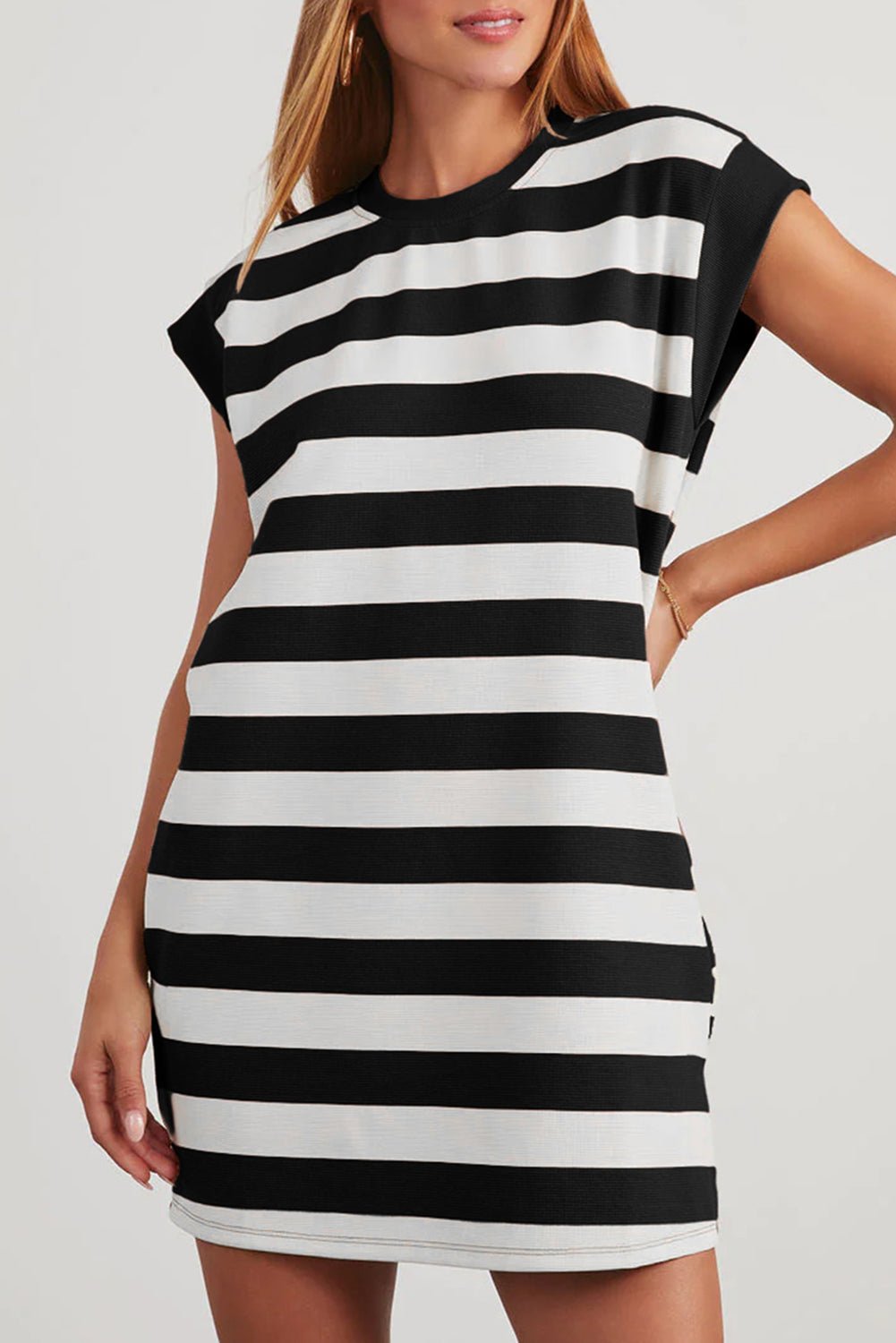 Stripe Cap Sleeve T-Shirt Dress - Rooted & Reckless Co.
