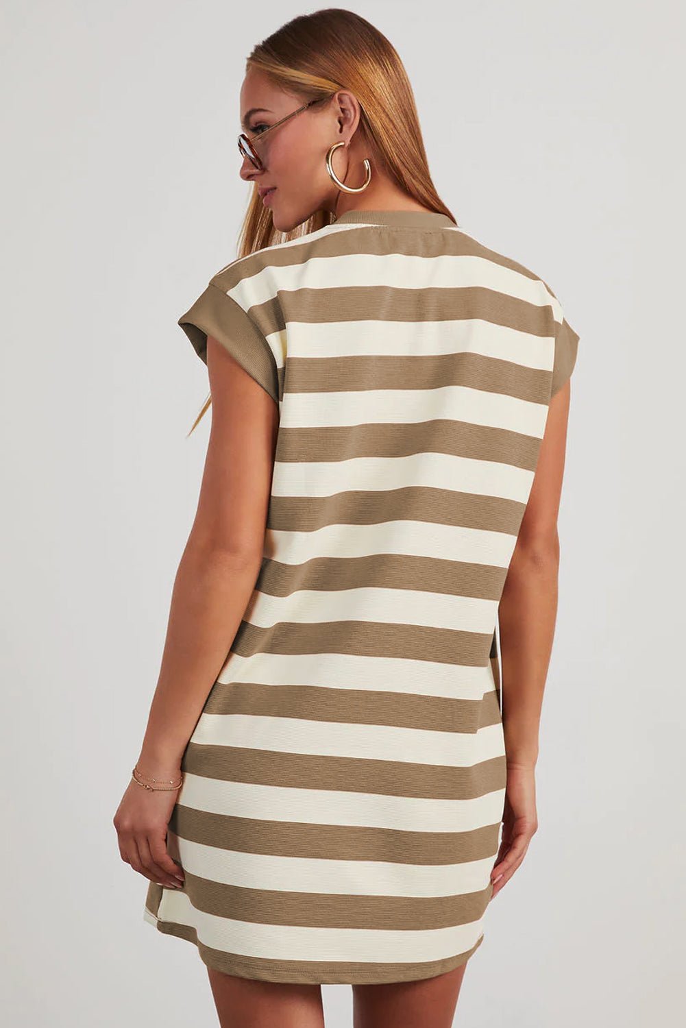Stripe Cap Sleeve T-Shirt Dress - Rooted & Reckless Co.