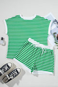 Stripe Cap Sleeve Tee and Shorts Set - Rooted & Reckless Co.