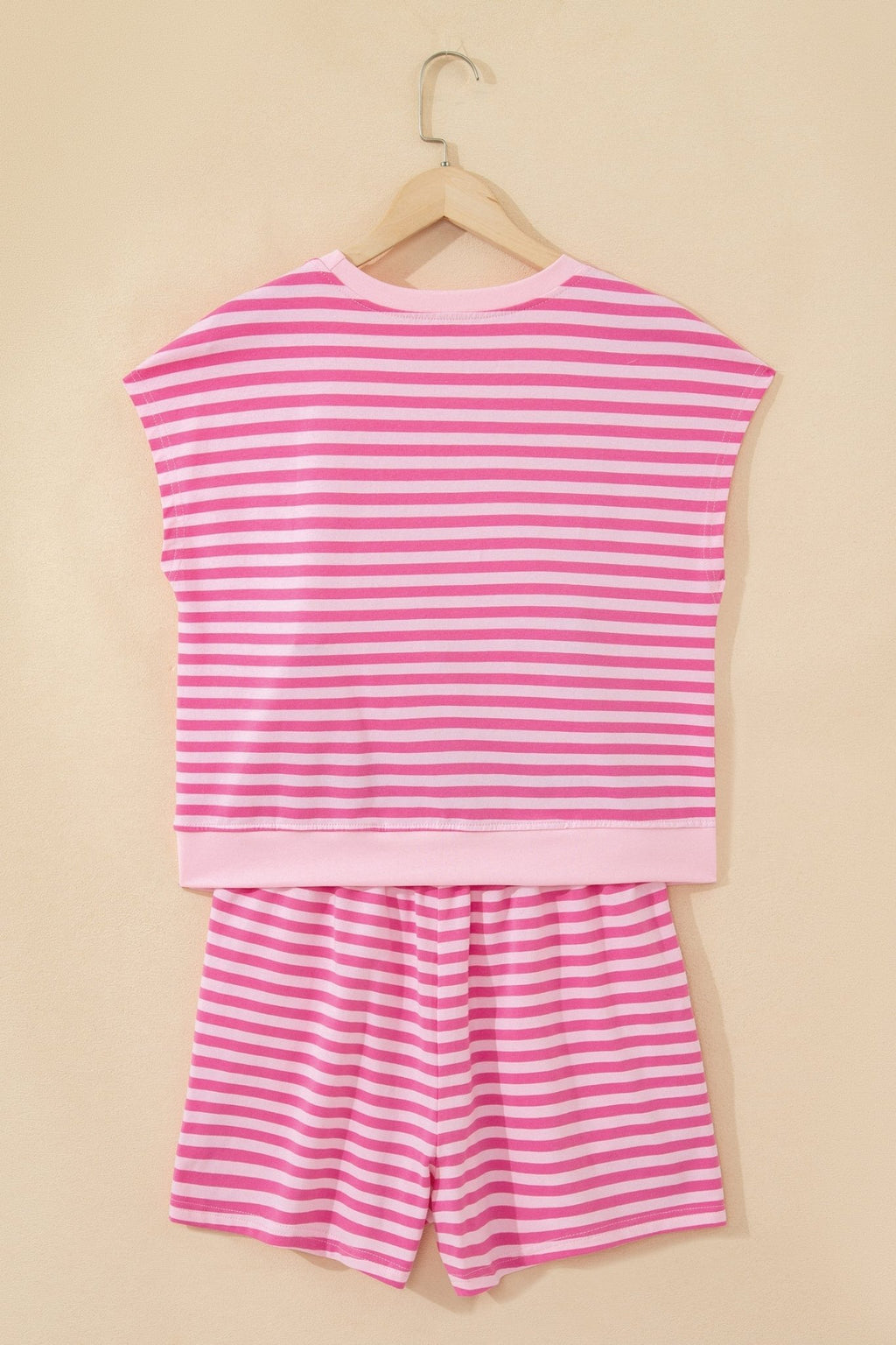 Stripe Cap Sleeve Tee & Elastic Waist Shorts Set - Rooted & Reckless Co.