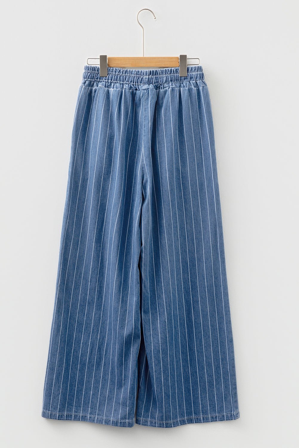 Stripe Chambray Tied Elastic Waist Trousers - Rooted & Reckless Co.