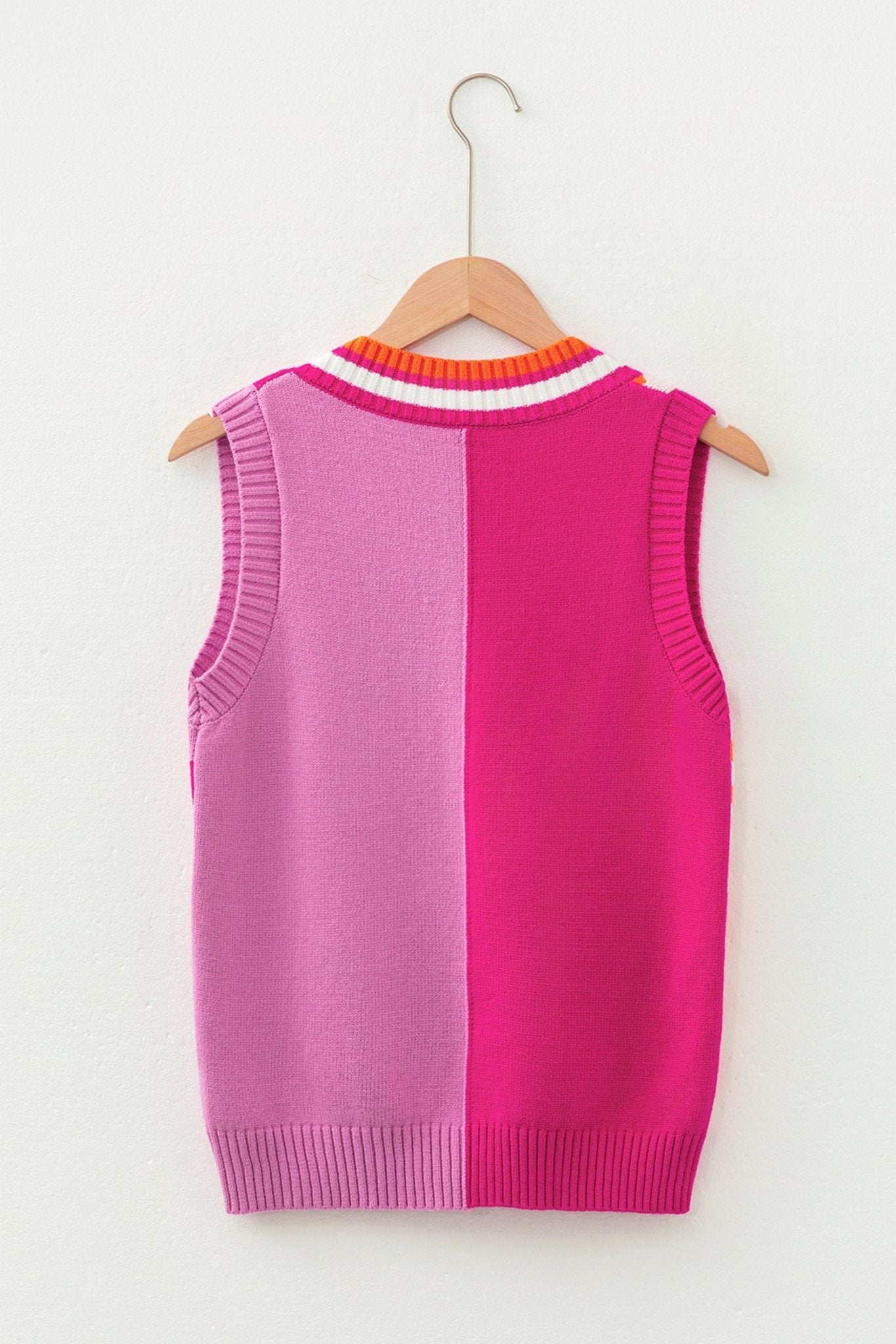 Stripe Checker Patchwork V-Neck Sweater Top - Rooted & Reckless Co.
