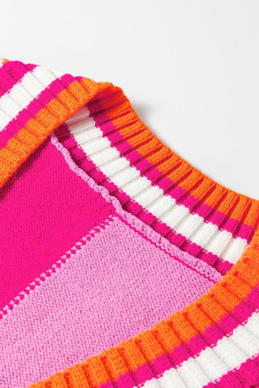 Stripe Checker Patchwork V-Neck Sweater Top - Rooted & Reckless Co.