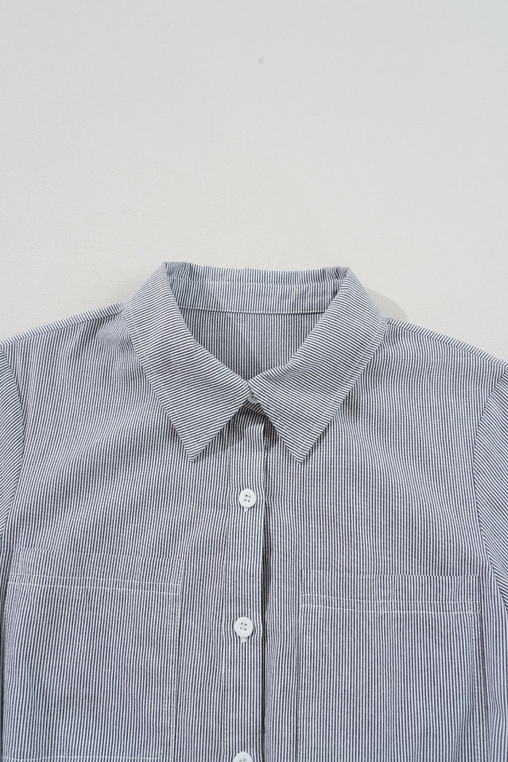 Stripe Chest Pockets Buttoned Collar Belted Romper - Rooted & Reckless Co.