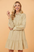 Stripe Collared Cuff Long Sleeve Mini Dress - Rooted & Reckless Co.