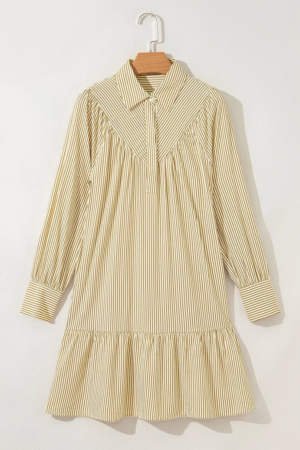 Stripe Collared Cuff Long Sleeve Mini Dress - Rooted & Reckless Co.