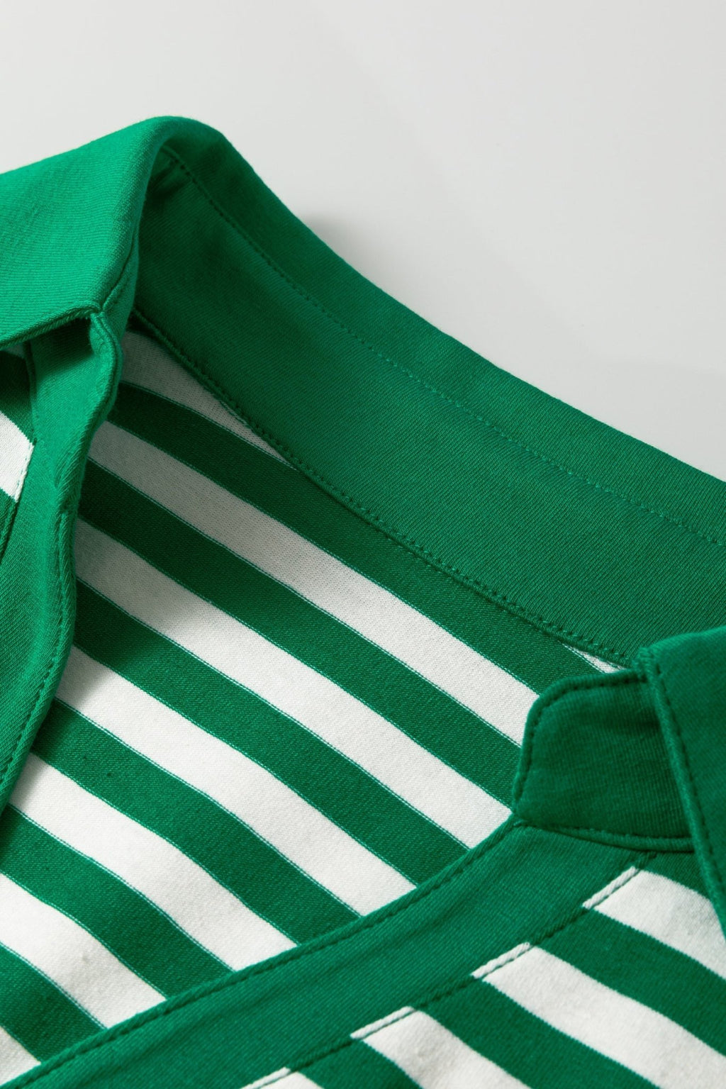 Stripe Collared V-Neck Short Puff Sleeve Top - Rooted & Reckless Co.