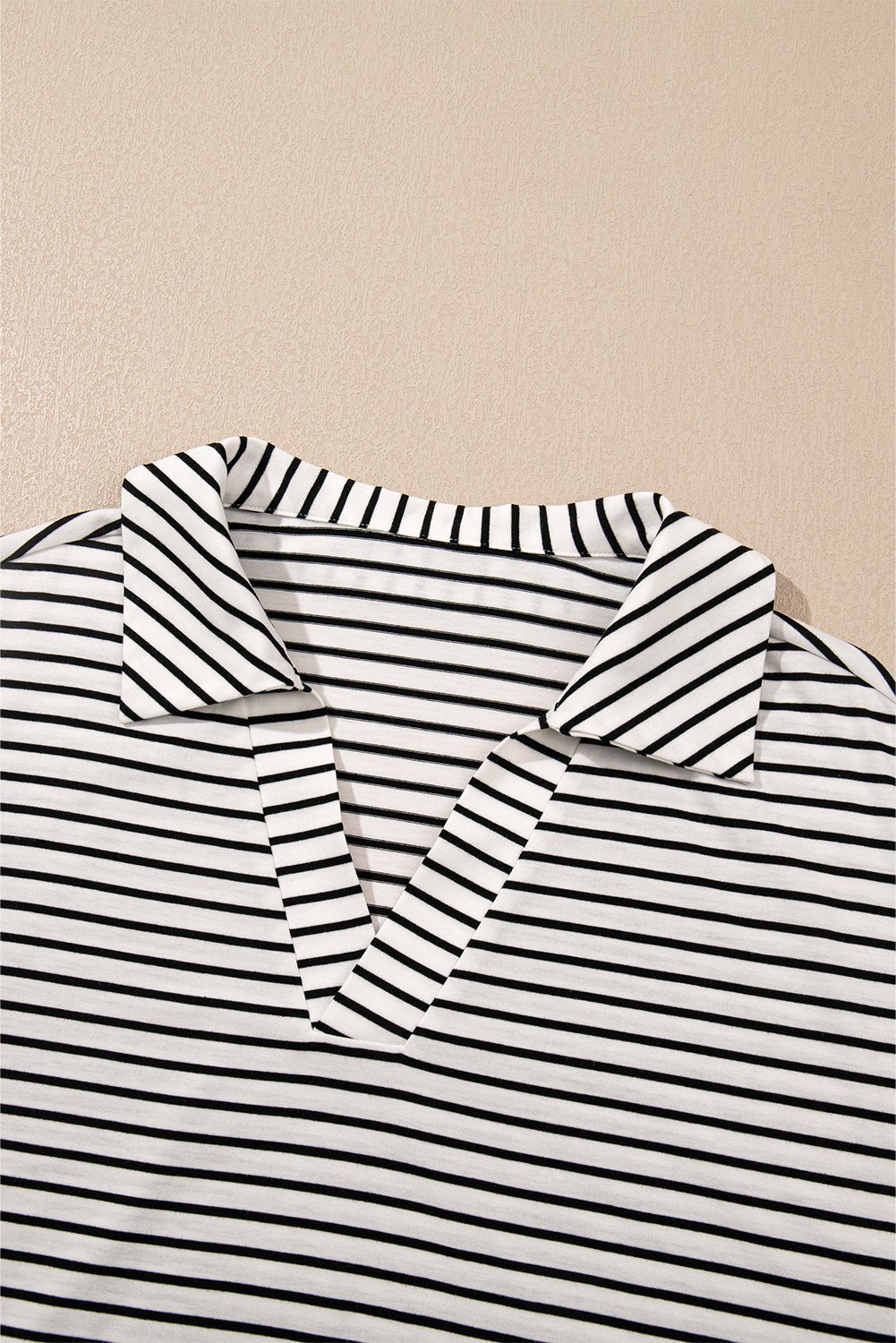 Stripe Collared V-Neck Tee & Shorts Set - Rooted & Reckless Co.