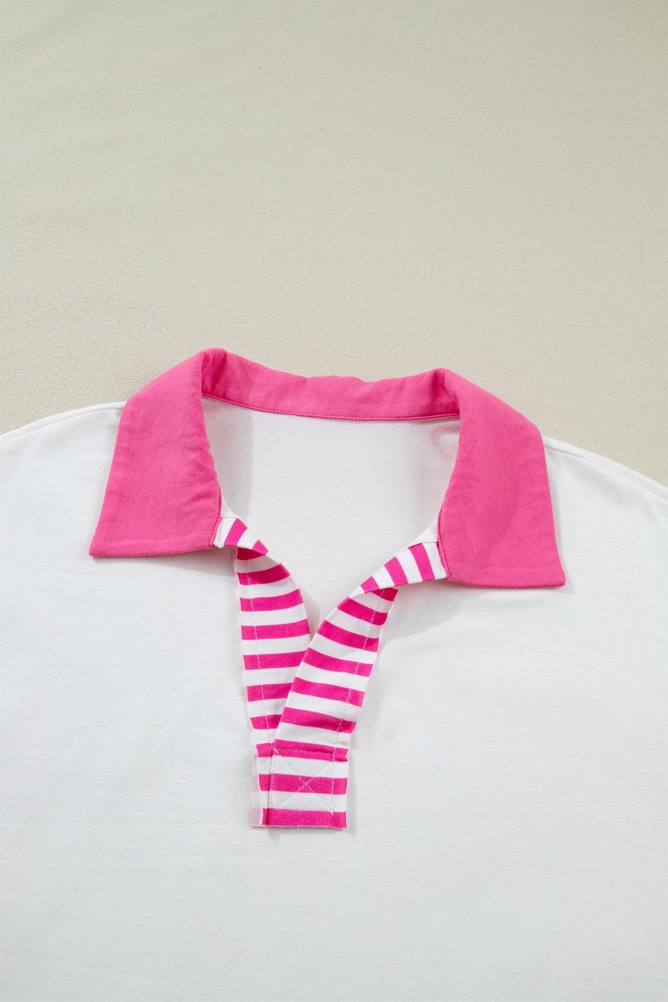 Stripe Coloblock Patchwork Polo Collar 3/4 Sleeve Tee - Rooted & Reckless Co.