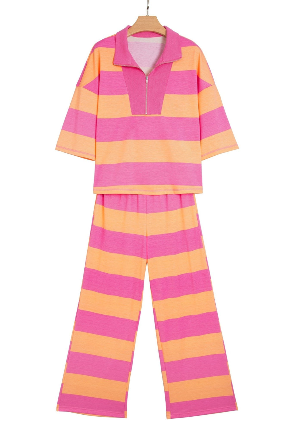 Stripe Colorblock 3/4 Sleeve Top and Pants Set - Rooted & Reckless Co.