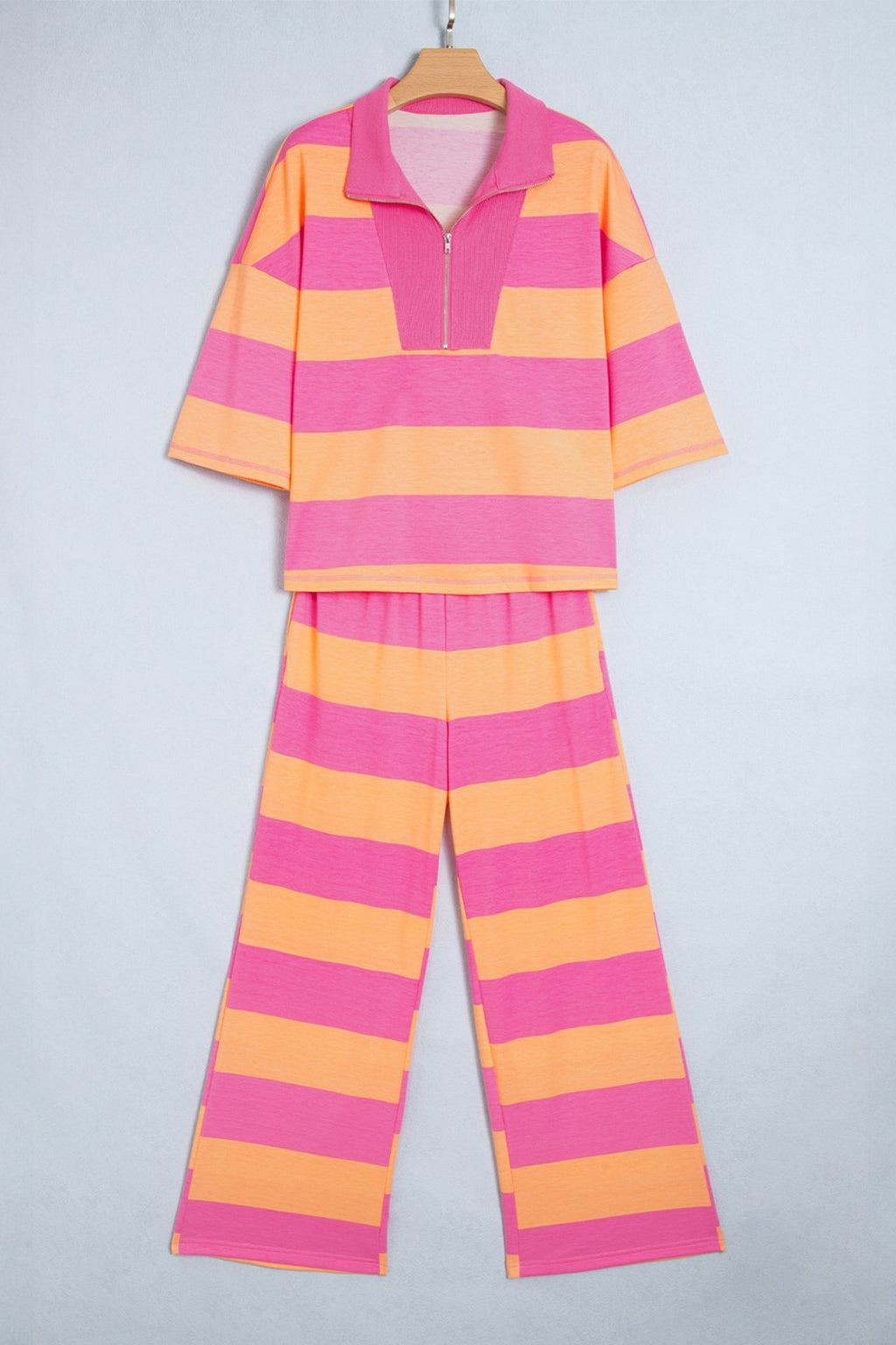Stripe Colorblock 3/4 Sleeve Top and Pants Set - Rooted & Reckless Co.