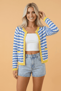 Stripe Colorblock Button Front Knit Cardigan - Rooted & Reckless Co.