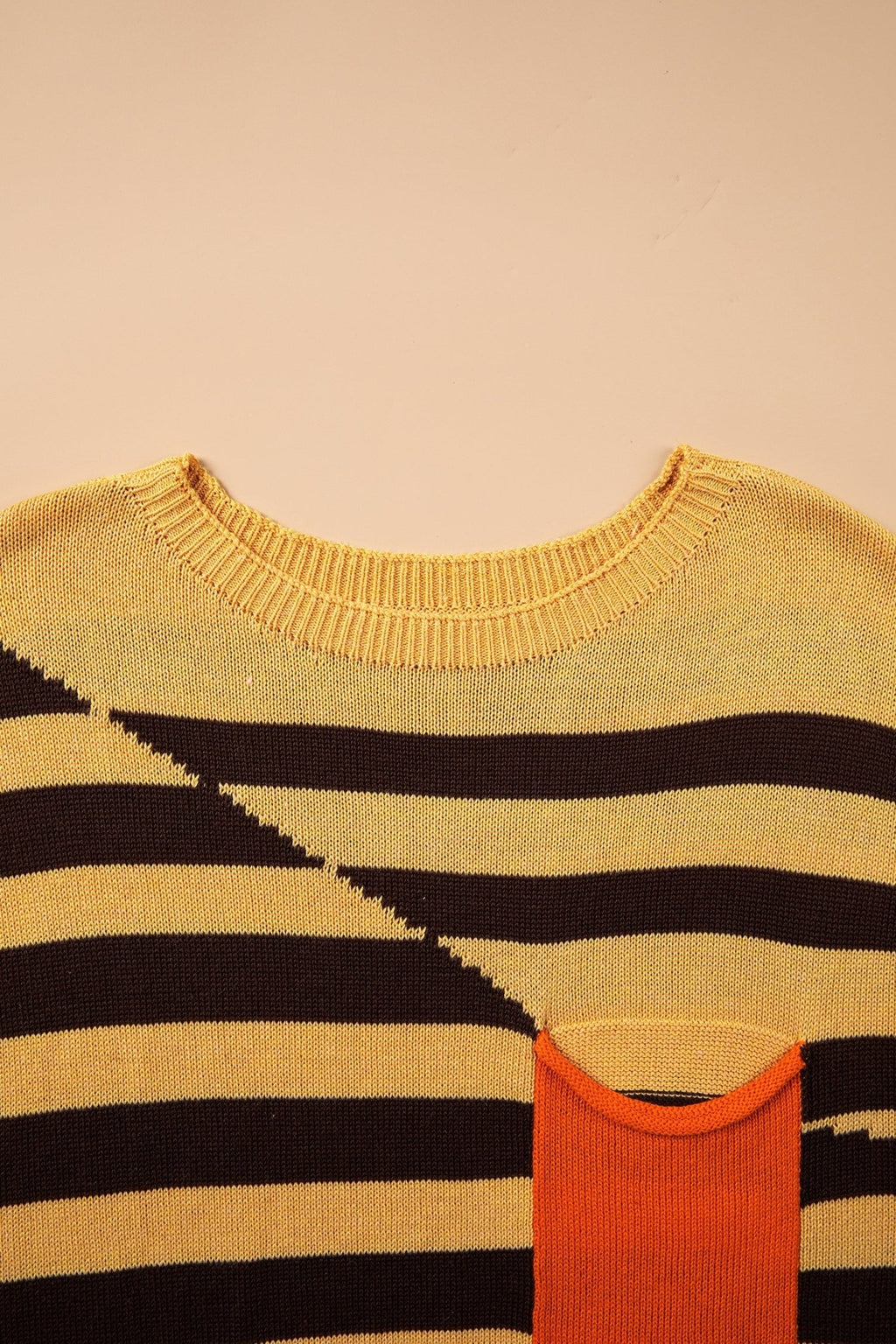 Stripe Colorblock Chest Pocket Drop Shoulder Sweater - Rooted & Reckless Co.