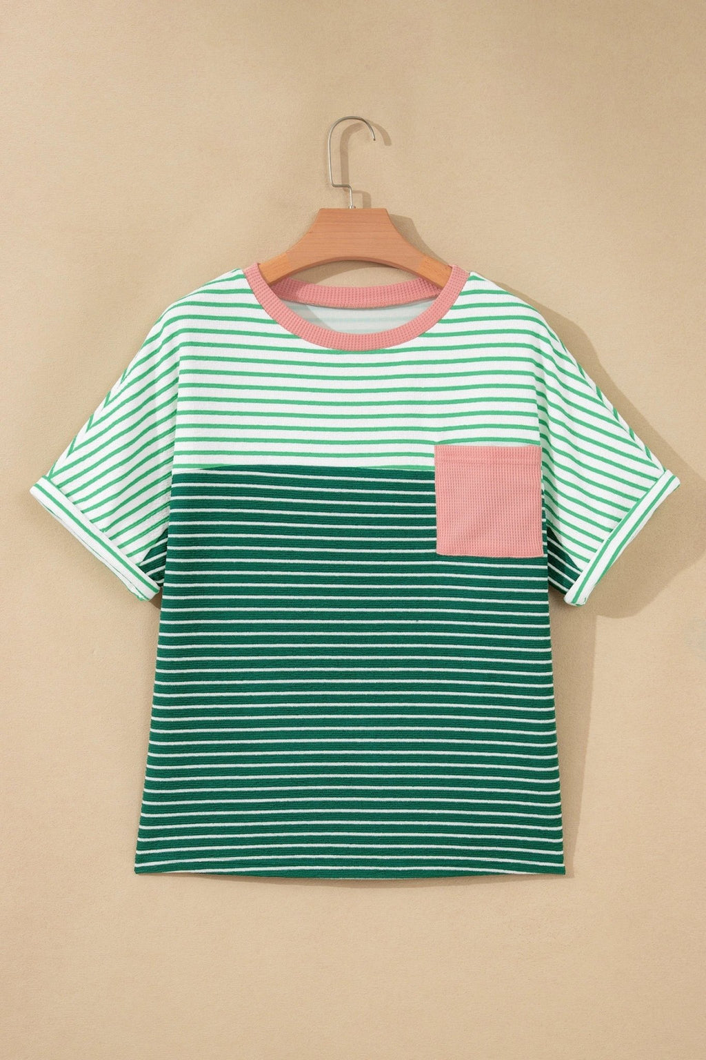 Stripe Colorblock Chest Pocket Short Sleeve Tee - Rooted & Reckless Co.