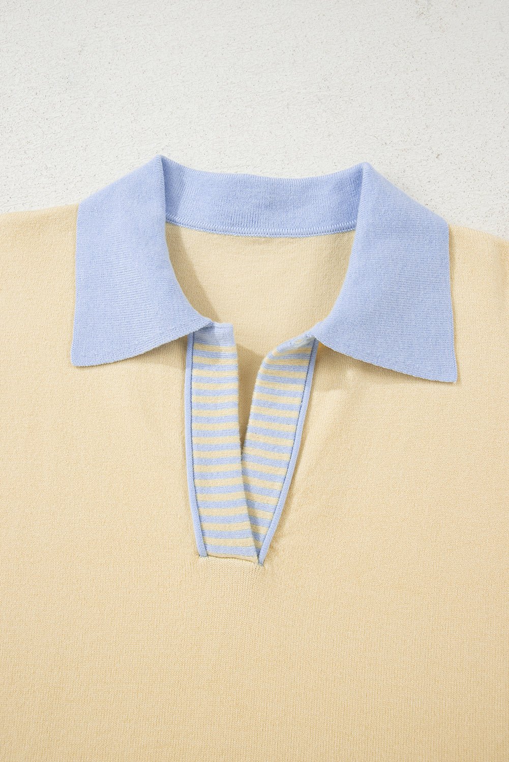 Stripe Colorblock Collared Drop Shoulder Sweater - Rooted & Reckless Co.