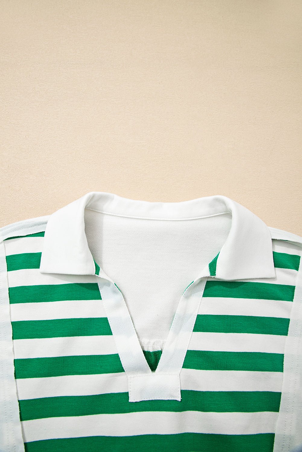 Stripe Colorblock Collared V-Neck Cropped Top - Rooted & Reckless Co.