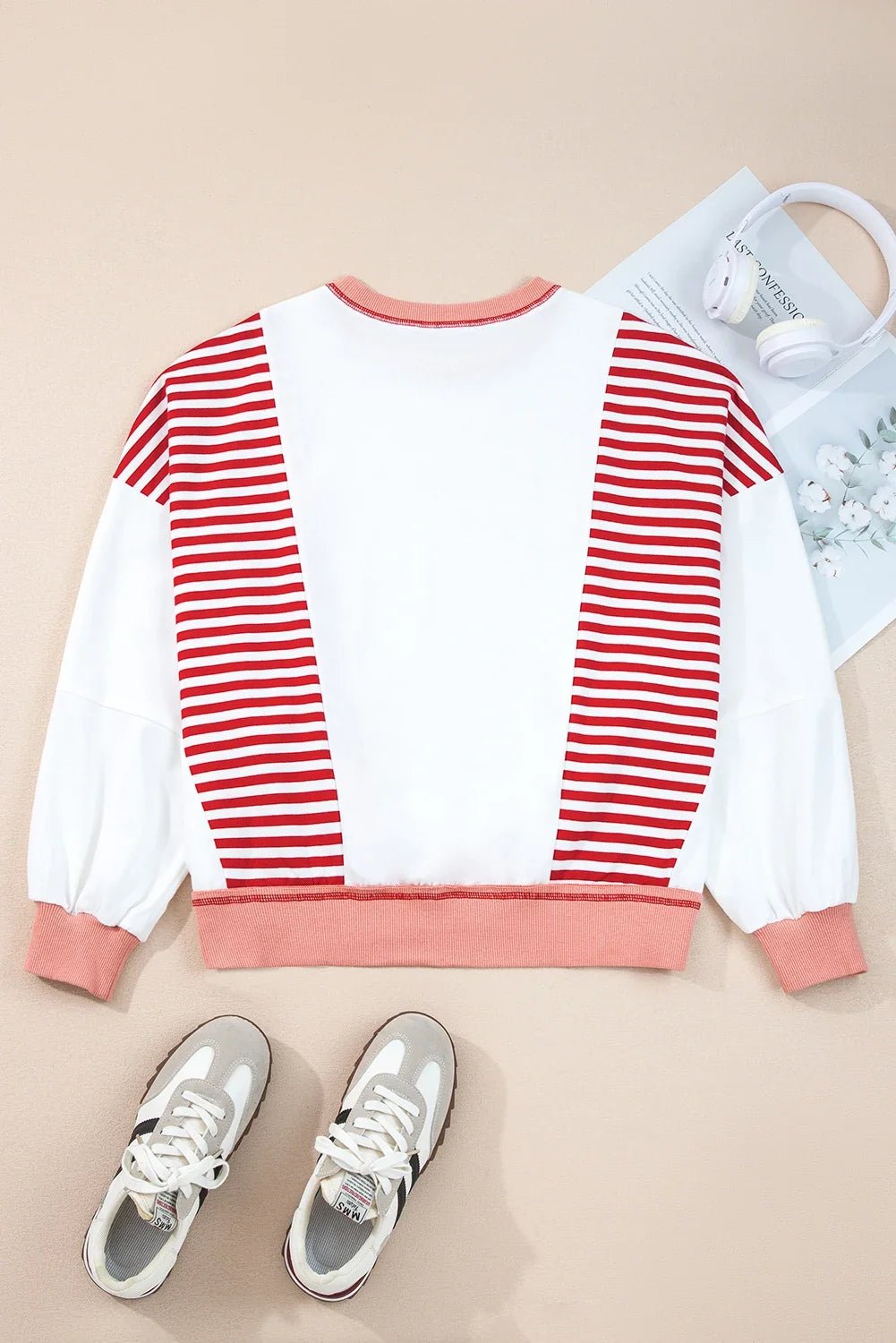 Stripe Colorblock Contrast Stitch Oversized Sweatshirt - Rooted & Reckless Co.