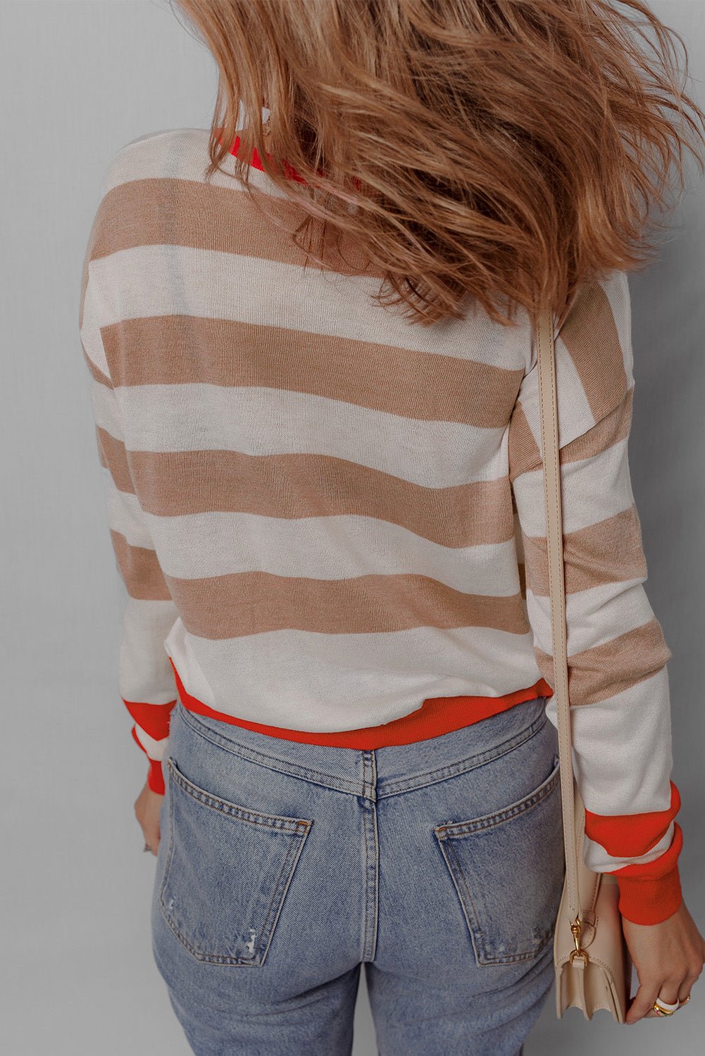 Stripe Colorblock Crewneck Drop Shoulder Sweater - Rooted & Reckless Co.