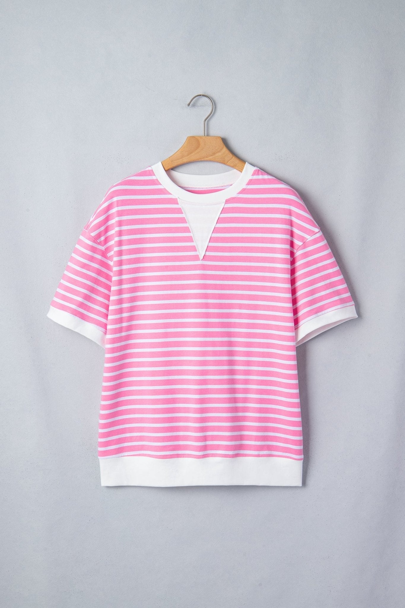 Stripe Colorblock Drop Shoulder Short Sleeve Top - Rooted & Reckless Co.