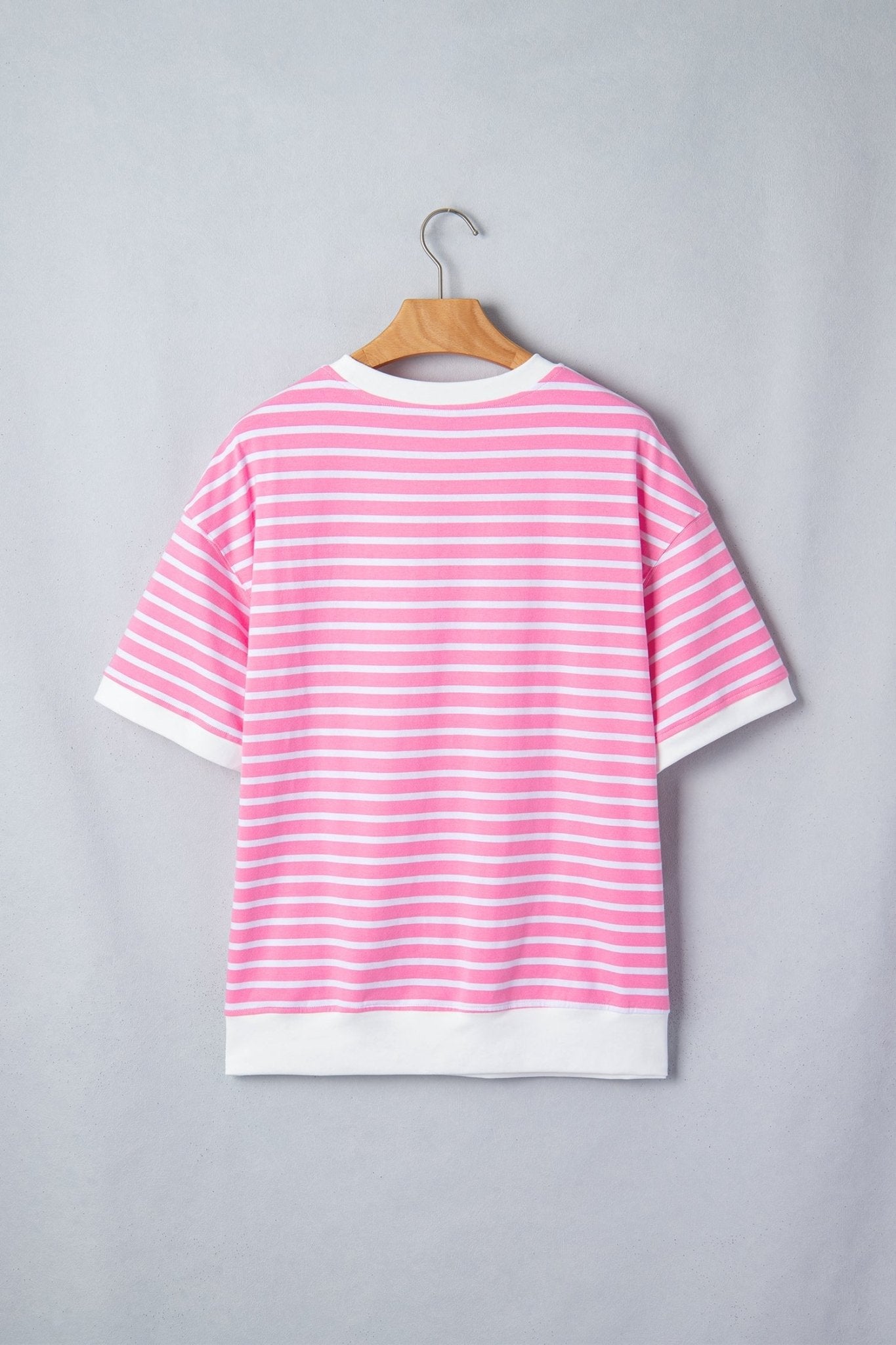 Stripe Colorblock Drop Shoulder Short Sleeve Top - Rooted & Reckless Co.