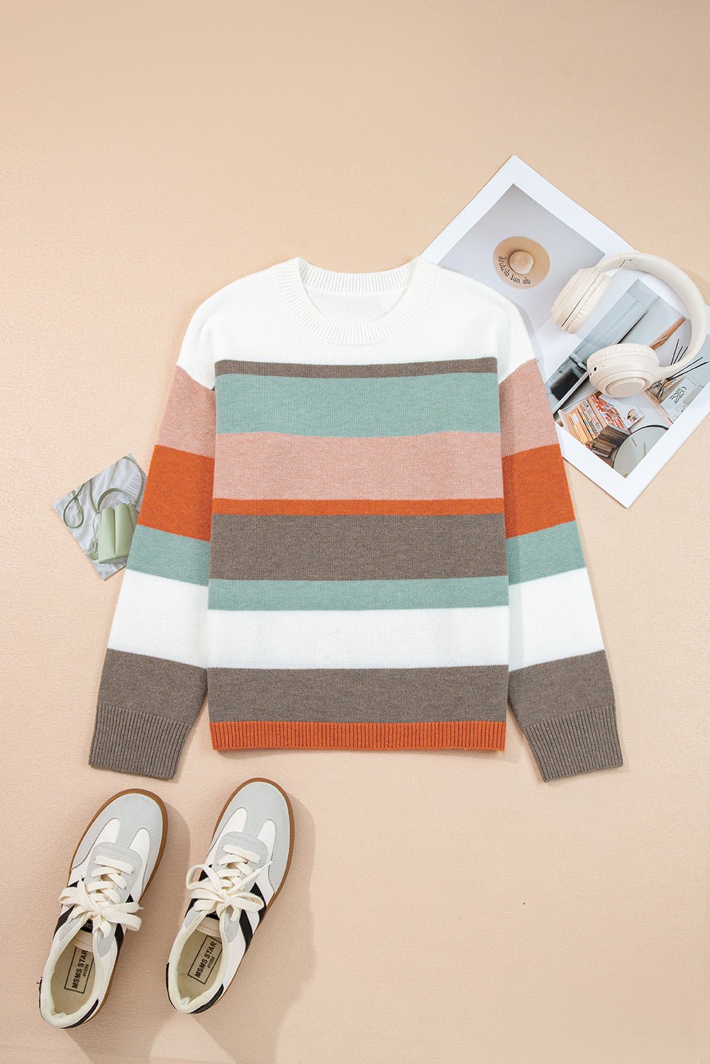 Stripe Colorblock Drop Shoulder Sweater - Rooted & Reckless Co.