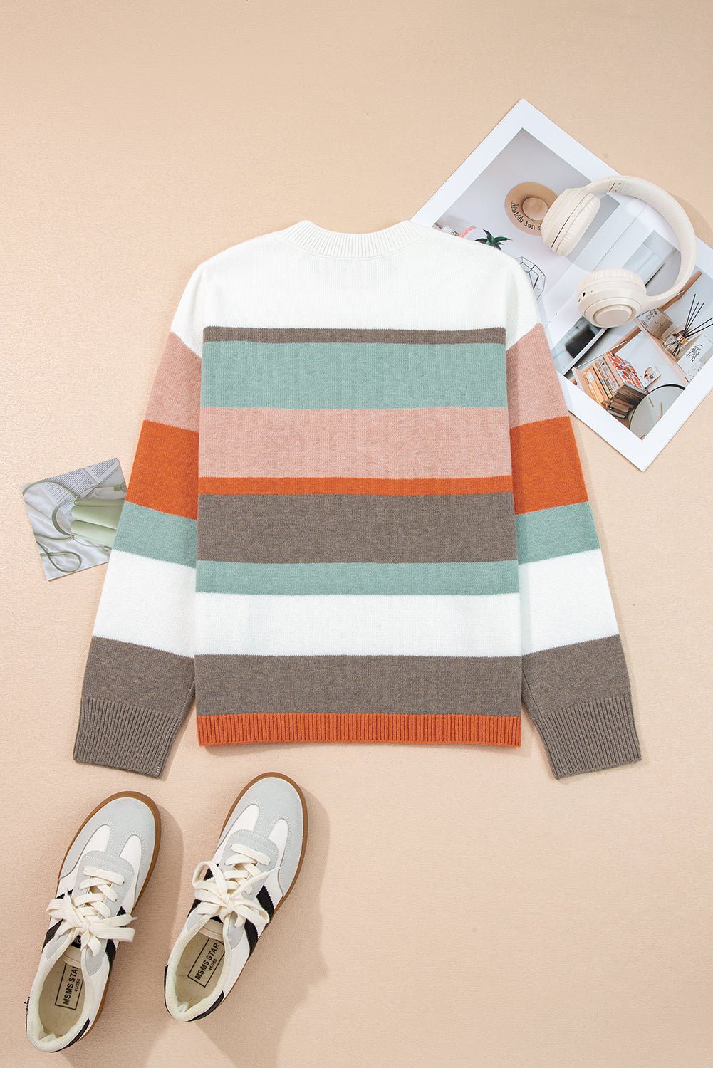 Stripe Colorblock Drop Shoulder Sweater - Rooted & Reckless Co.
