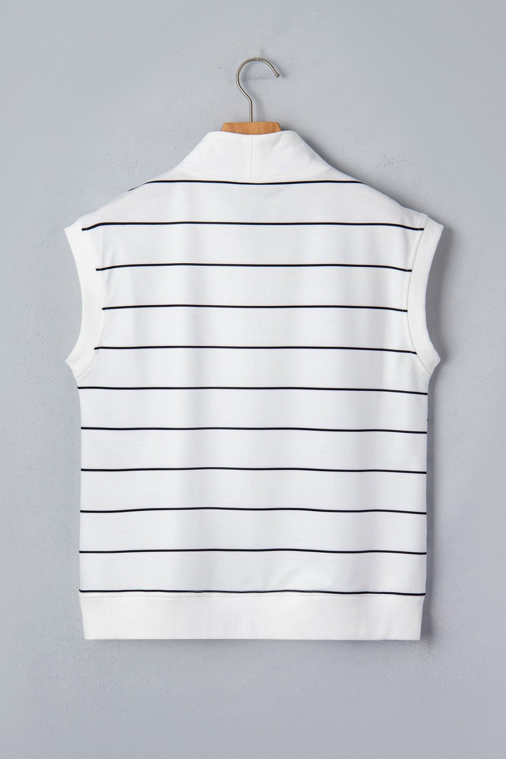 Stripe Colorblock Half Zip V-Neck Sleeveless Top - Rooted & Reckless Co.