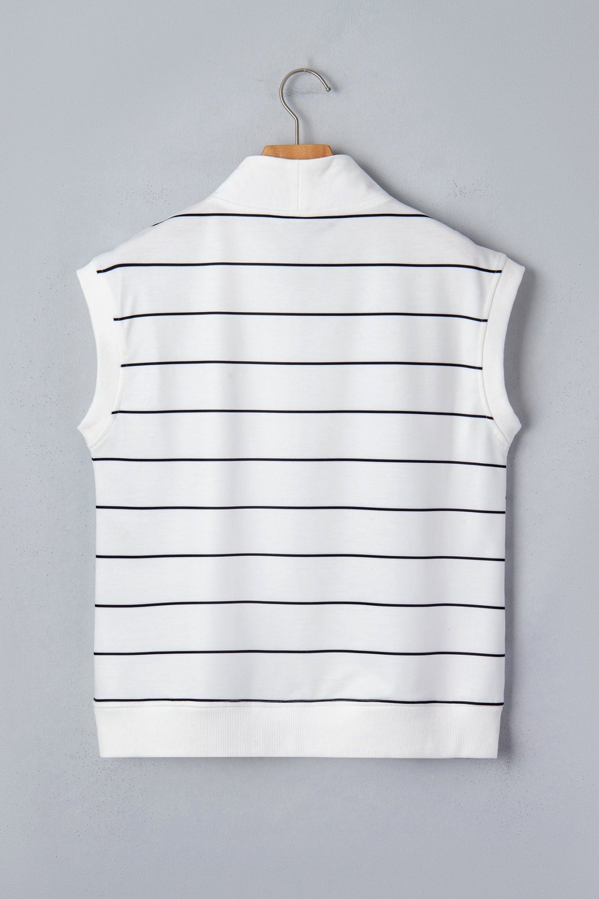 Stripe Colorblock Half Zip V-Neck Sleeveless Top - Rooted & Reckless Co.