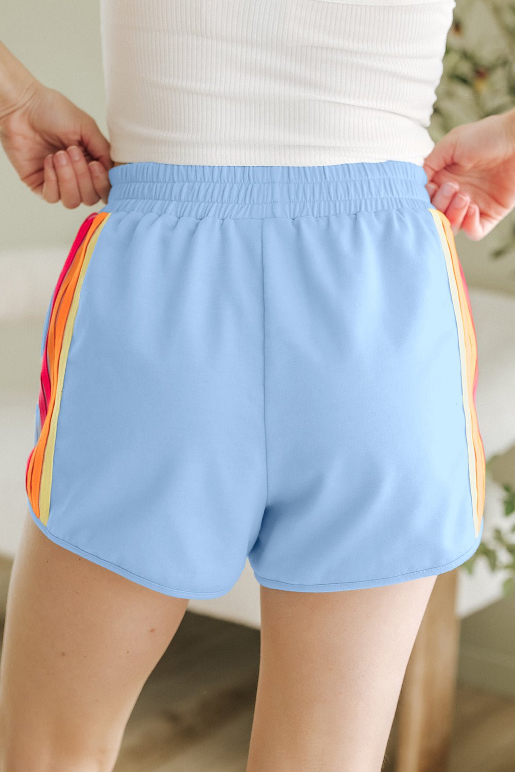 Stripe Colorblock High Waist Shorts - Rooted & Reckless Co.