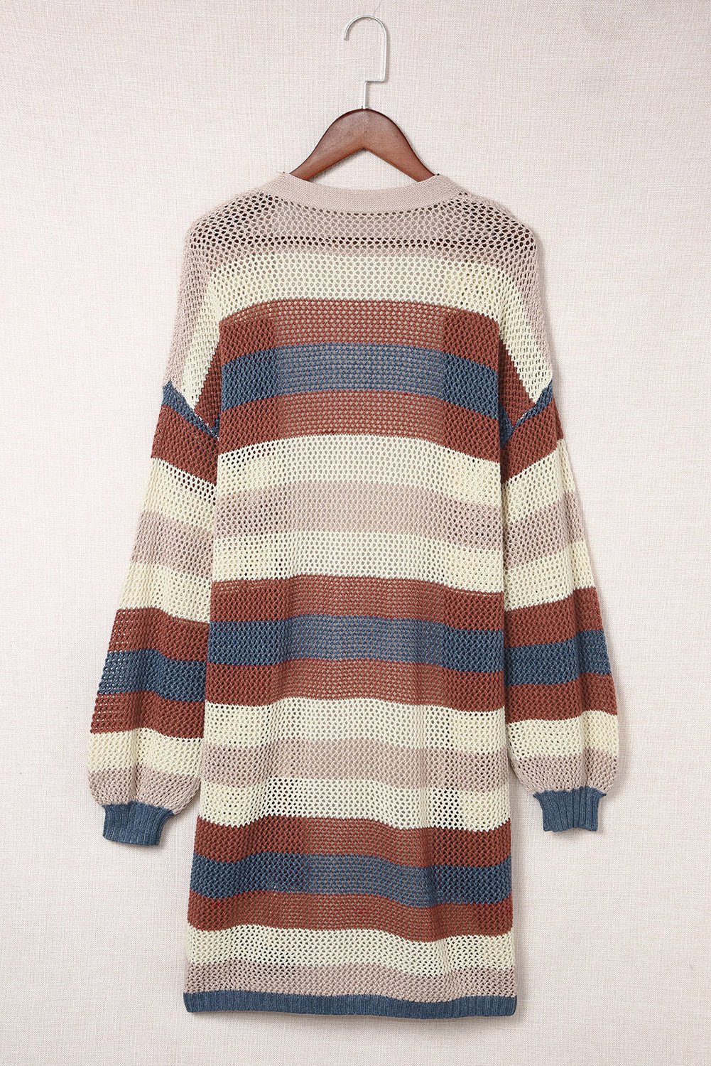 Stripe Colorblock Hollow-Out Cardigan - Rooted & Reckless Co.
